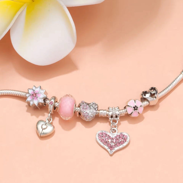 Pink charm bracelet
