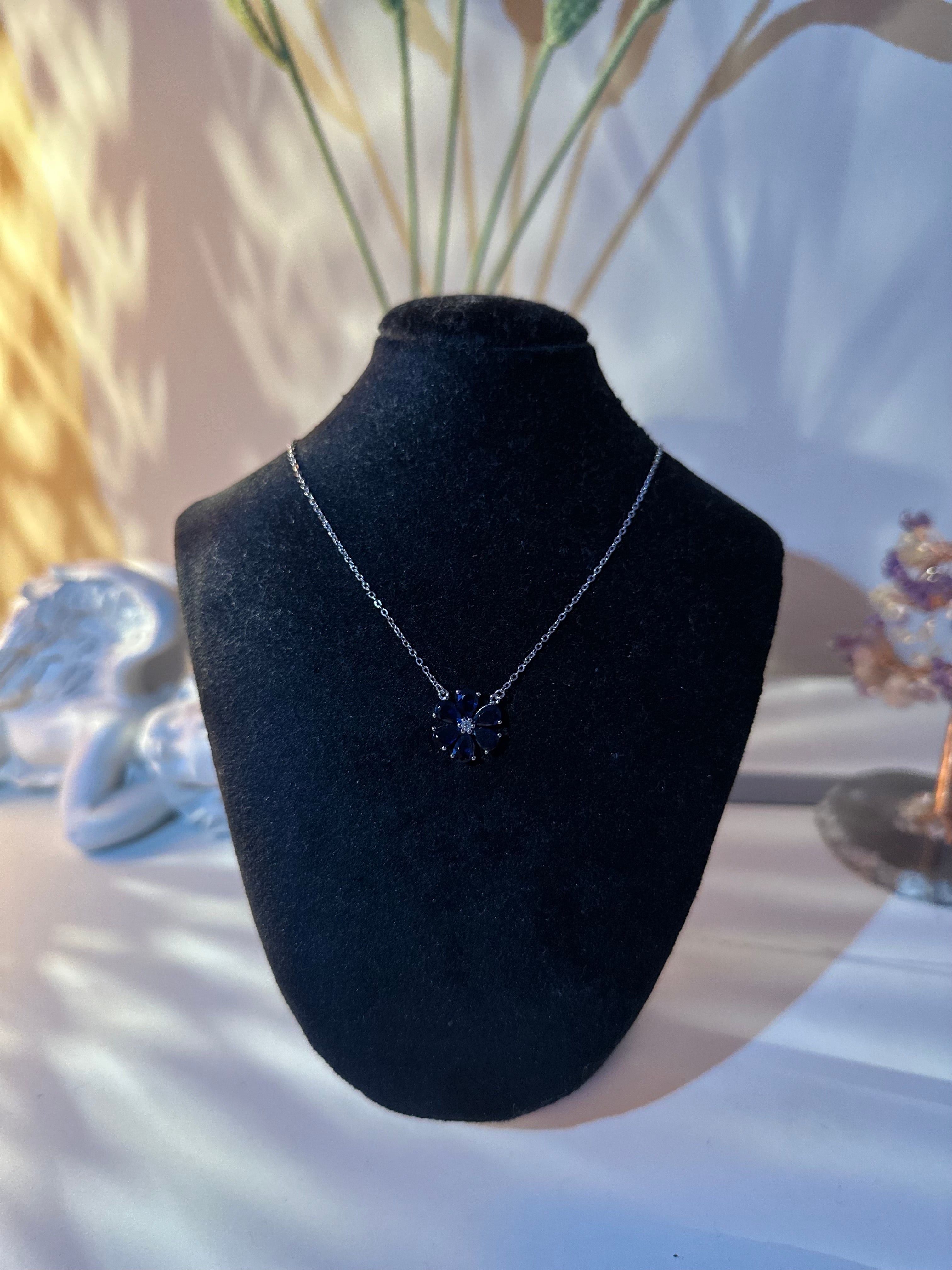 Navy floral necklace